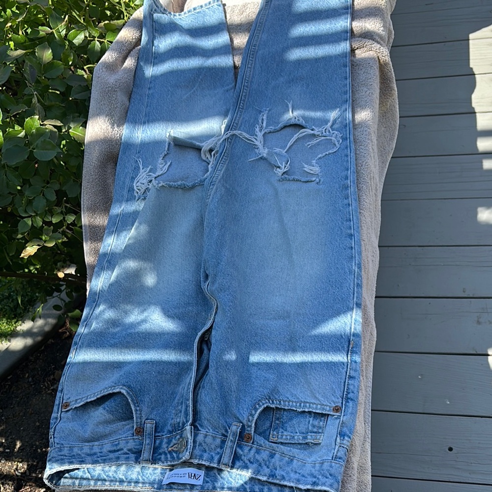 Zara Blue Relaxed Jeans with Distressed Details